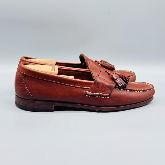 Allen Edmonds Shoes Mens 10.5 Brown Leather Bangor Tassel Loafers Vintage USA main image 2